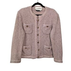Castleberry jacket Vintage Tweed Boucle Lavender Gold tone button Union made USA